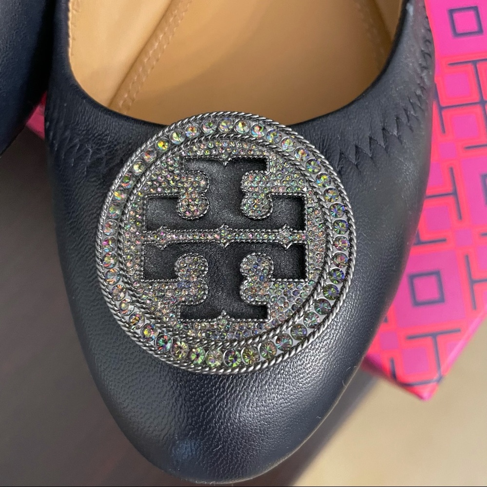 Tory Burch Women’s Liana Navy Blue Ballet Flats Shoes Size 8 - Picture 3 of 16